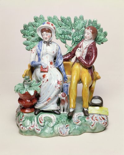 Perswaition figure of a courting couple, c.1815-28 by John Walton